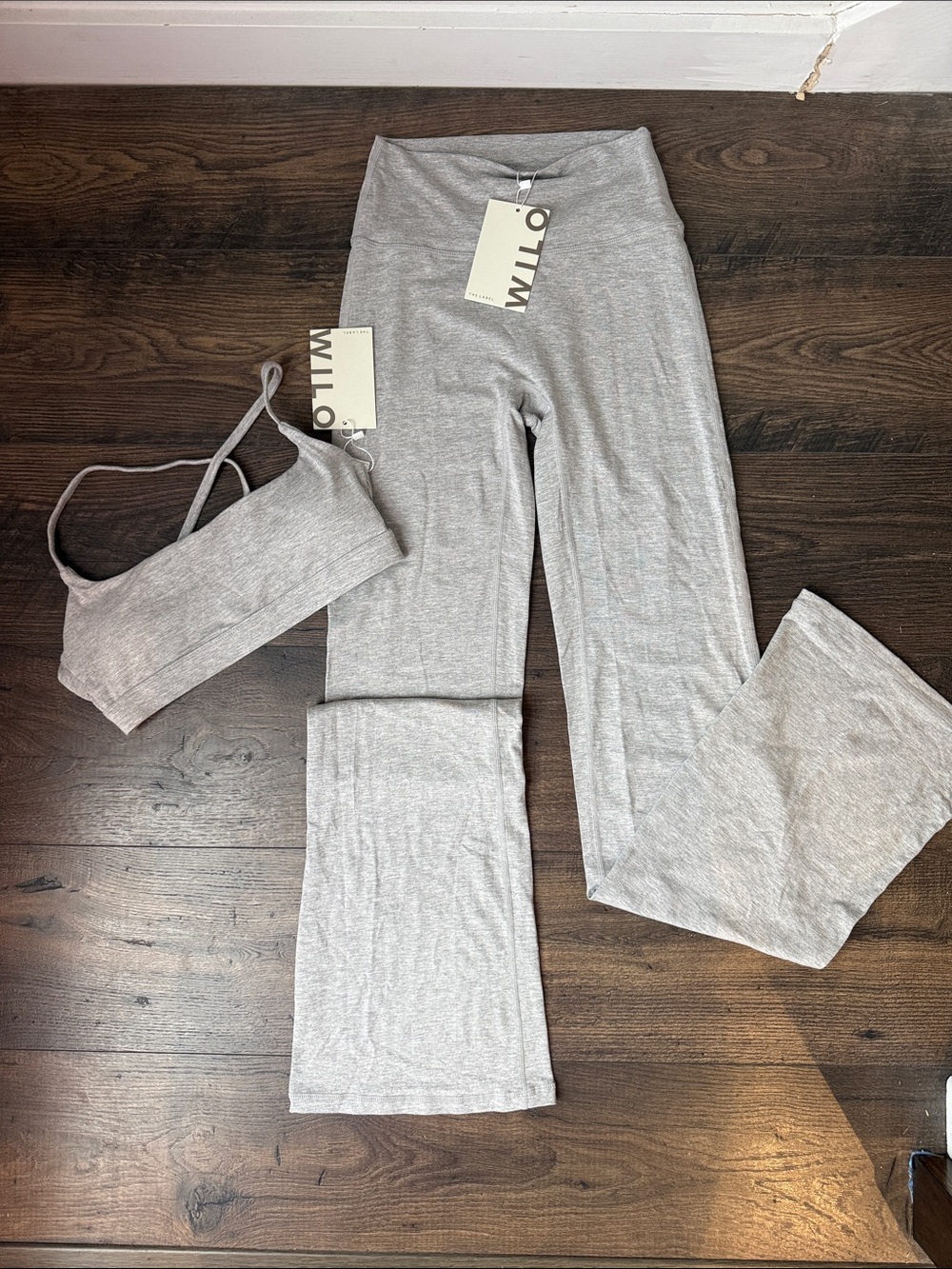 Wilo Heather Gray Bralette & Wide-Leg Lounge Set - Picture 1 of 6